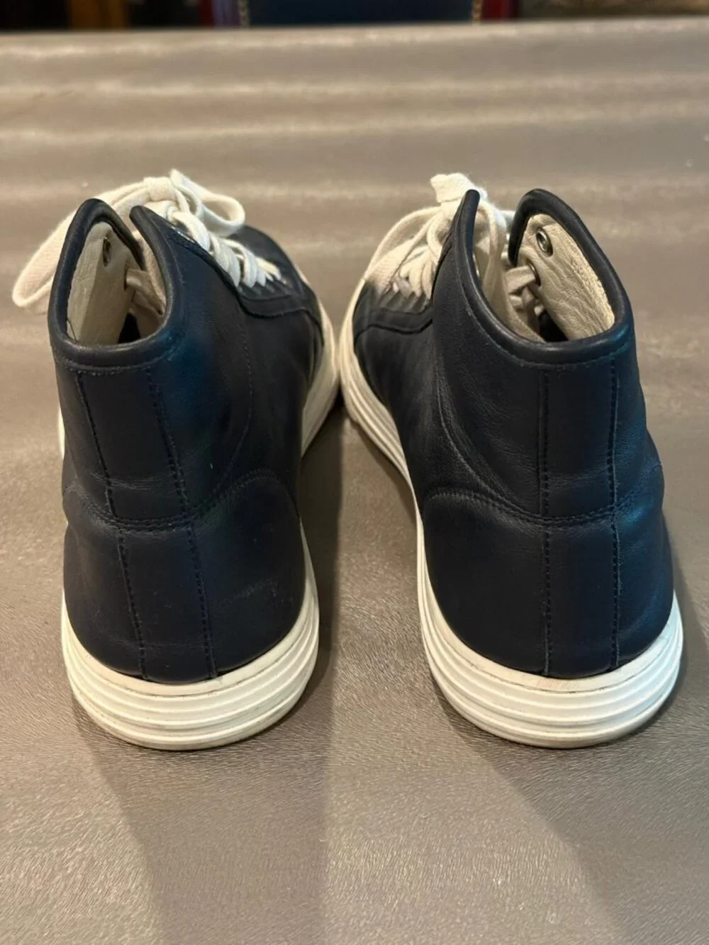 Authentic Gucci Men's Blue Leather High Top Sneakers